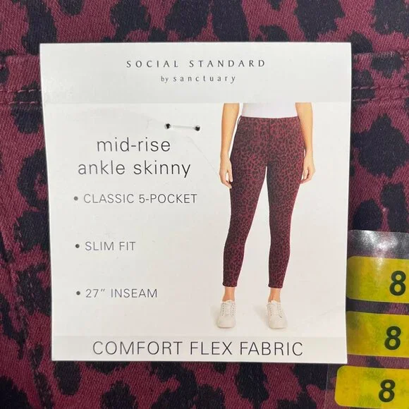 Social Standard Skinny Ankle Jeans Pants Womens Size 8 Red New - Picture 13 of 16